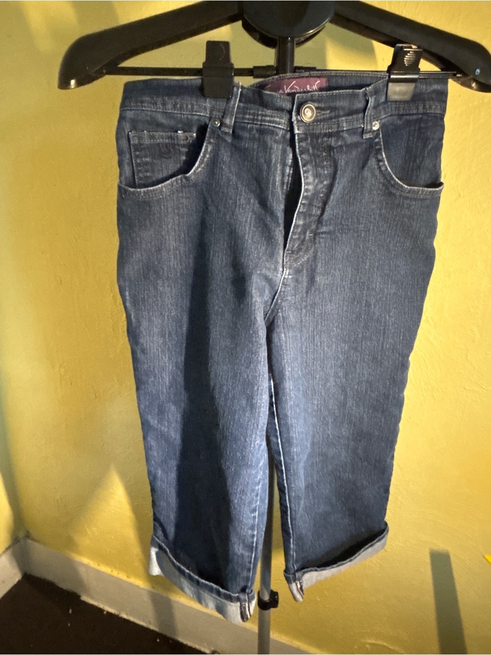 Gloria Vanderbilt Dark Blue Boyfriend Jeans with Rolled Cuffs